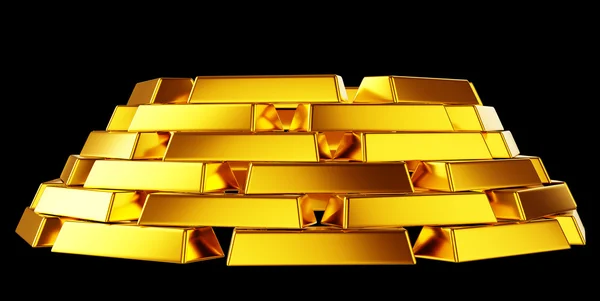 Puur goud: bullions of balken stapel geïsoleerd — Stockfoto