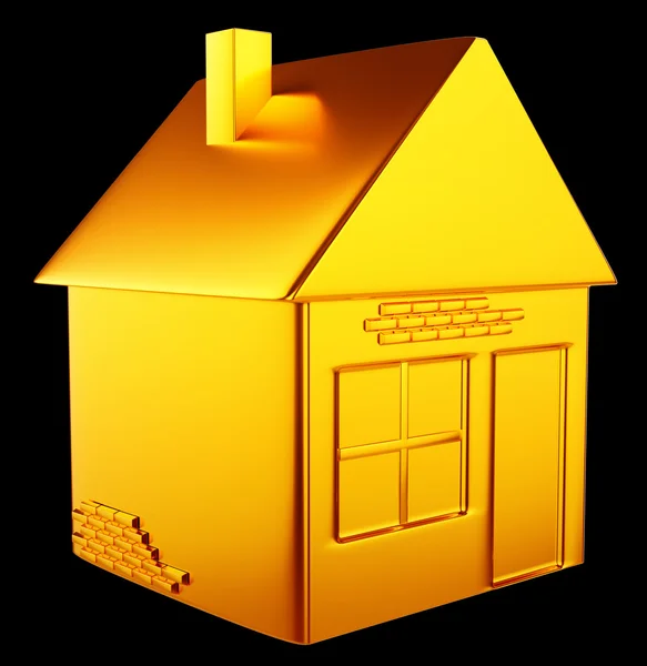 Valuable accommodation: golden house shape — Stock Photo, Image