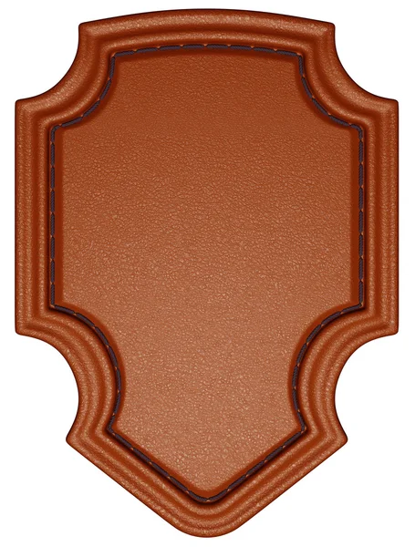 Etiqueta o etiqueta marrón cosida aislada sobre blanco — Foto de Stock