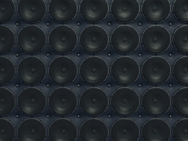 Loud Sound wall: black speakers over leather pattern — Stock Photo, Image