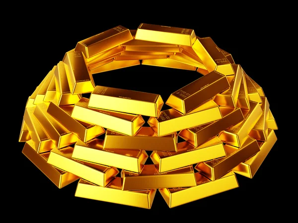 Success: gold bars or bullions isolated on black — Stock Photo, Image