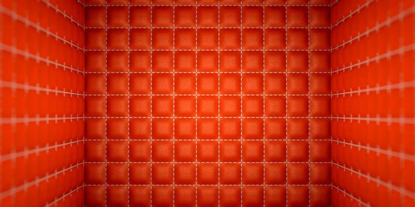 Isolamento e segregação: Colchões de couro costurados vermelhos — Fotografia de Stock
