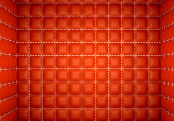 Segregering eller isolering: röd sydda läder madrasser — Stockfoto