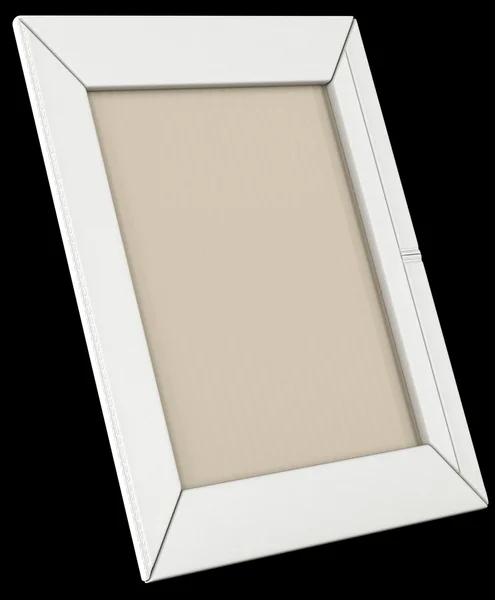 White leather photo frame isolated on black — Stock Photo, Image