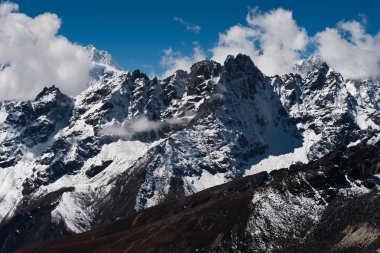 Mountain ridge viewed from Renjo pass in Himalayas clipart