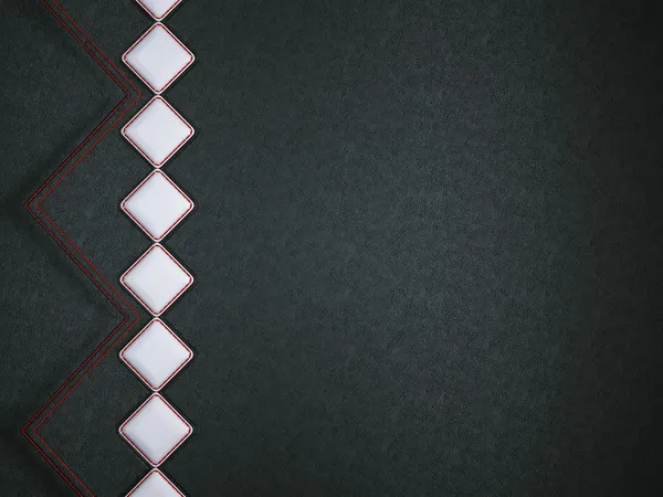 革の背景に赤のステッチ、白いひし形 — ストック写真