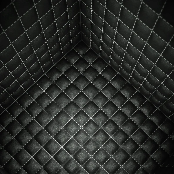 Conceito de quarto macio: espaço de couro costurado preto — Fotografia de Stock