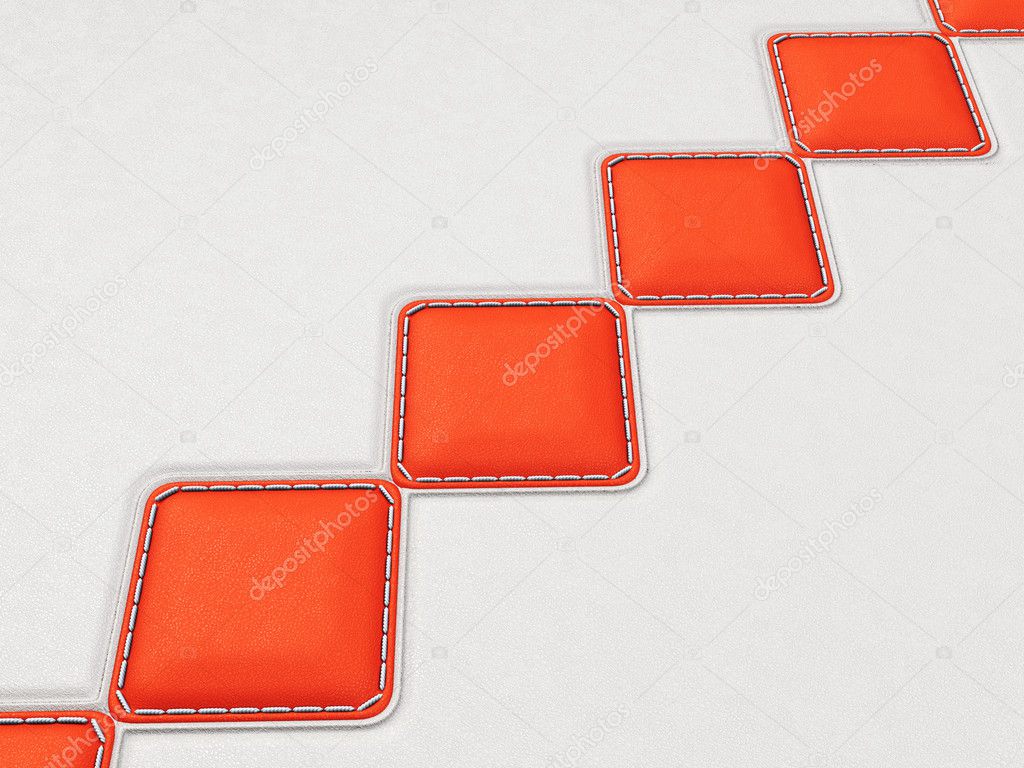 Leather background with red stitched rhombuses