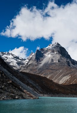 Mt. peak and Sacred Lake near Gokyo in Himalayas clipart