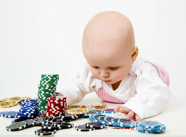 stock image Baby playing poker chips