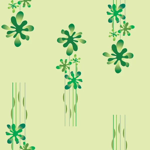 无缝壁纸，用绿色花卉图案 — 图库矢量图片
