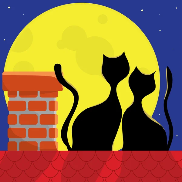 Chats sur le toit — Image vectorielle
