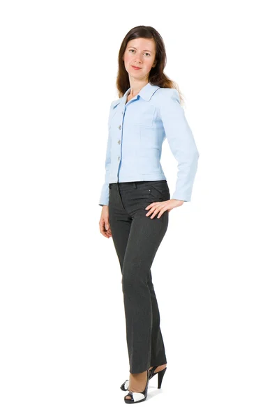 Girl in a suit on a white background — Stock Photo, Image