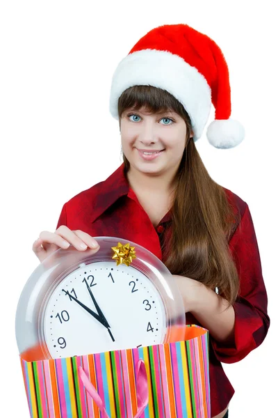 The girl with the clock — Stock Photo, Image