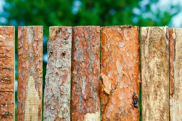 Clôture de planches de pin rugueuses — Photo