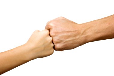 Big hand and little hand as fists together clipart