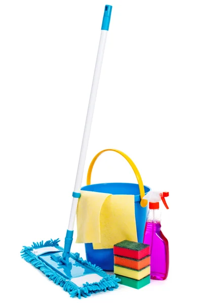 Mop and bucket. Isolated on white background — Stock Photo, Image