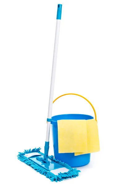 Mop and bucket. Isolated on white background — Stock Photo, Image