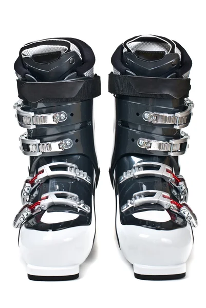 Moderní profesionální lyžařské boty izolovaných na bílém pozadí — Stock fotografie