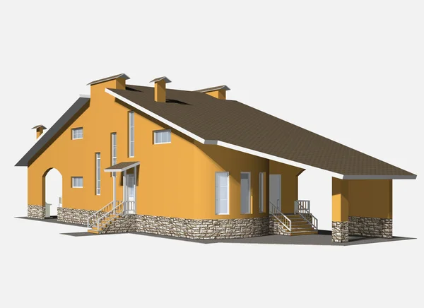 3D σπίτι κατάμονο στον λευκό τετηγμένα generic — Φωτογραφία Αρχείου