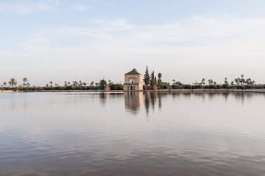 Pavilion on menara bahçeleri, marrakech, Fas