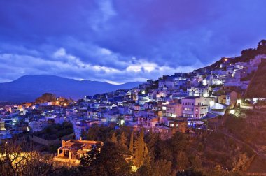 Sunset on Chefchaouen blue town at Morocco clipart