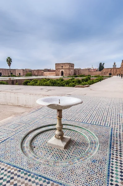 Jardim do Palácio El Badi em Marrakech, Marrocos — Fotografia de Stock