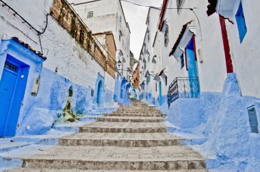 City streets of Chefchaouen, Morocco clipart