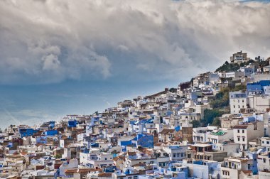 Chefchaouen blue town general view at Morocco clipart