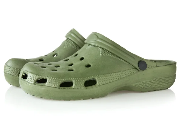 Sandálias de borracha verde — Fotografia de Stock