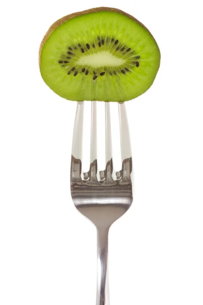 Kiwi on fork — Stock Photo, Image