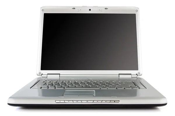 Argent ordinateur portable avec écran noir — Photo