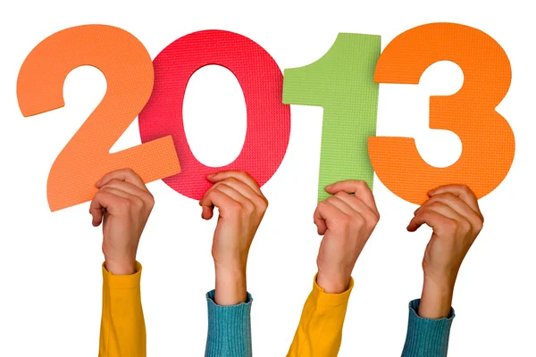 Hands with numbers shows year 2013 — Stock Photo, Image
