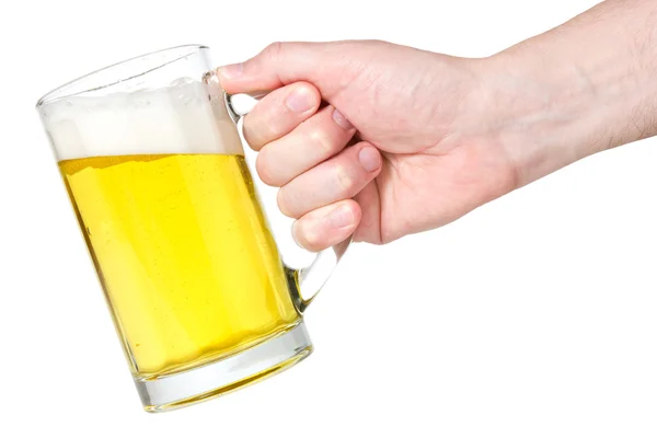 Hand with beer-mug — Stock Photo, Image