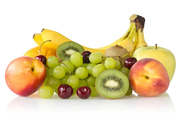Assorted fruits on white background — Stock Photo, Image