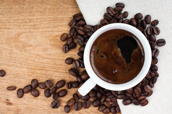 stock image Black coffee and coffee beans