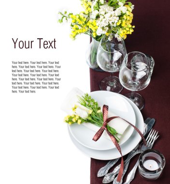 Festive table setting in brown, template