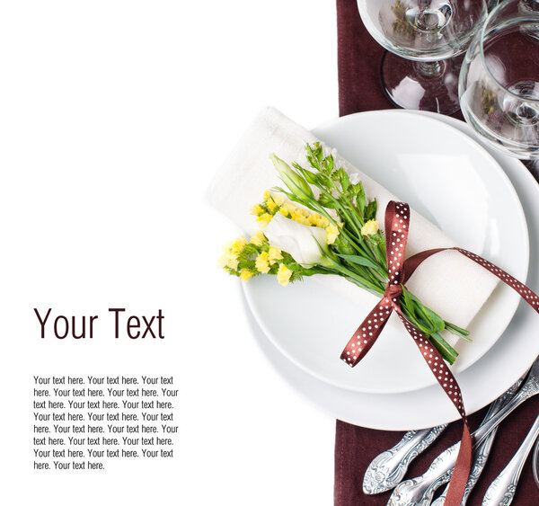 Festive table setting in brown, template