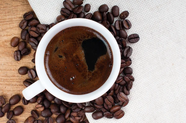 stock image Black coffee and coffee beans