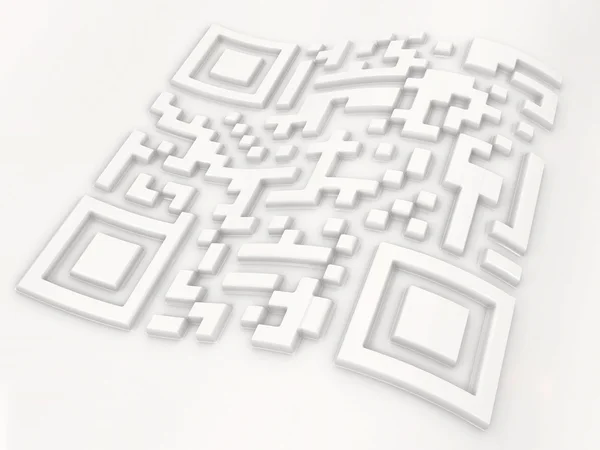 Dreidimensionaler weißer Strichcode. Abstrakter Hintergrund — Stockfoto