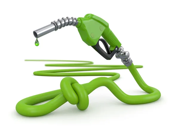 Energy crisis. Gas pump nozzle tied in a knot. — Stock Photo, Image