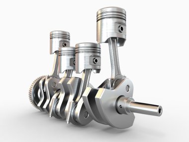 Pistons and crankshaft. four cylinder engine. clipart