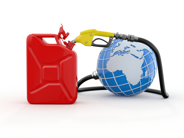 Earth, gas pump nozzle and canister