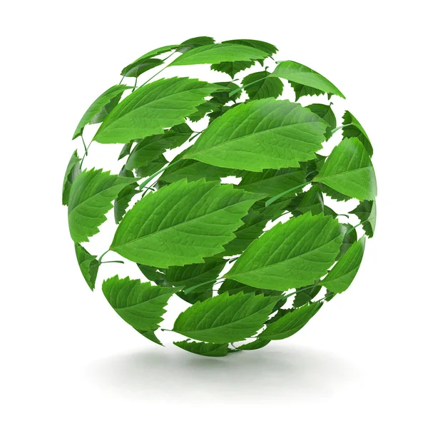 Spring. Sphere from green leaf. 3d — Stock Photo, Image