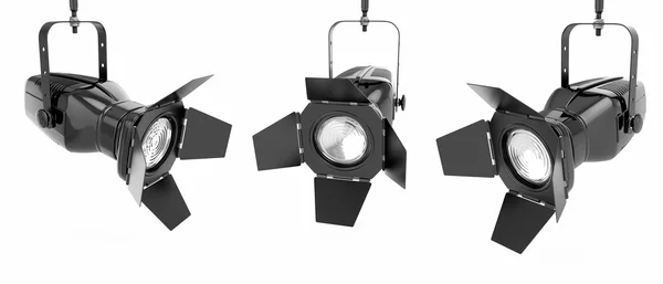 Holofotes ou luz de palco no fundo isolado branco — Fotografia de Stock