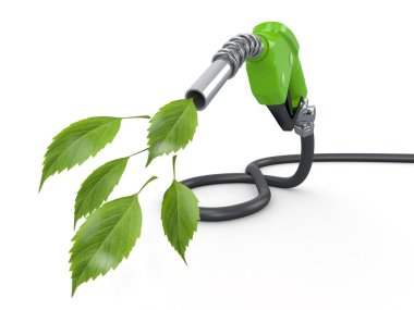 Green conservation. Gas pump nozzle and leaf clipart