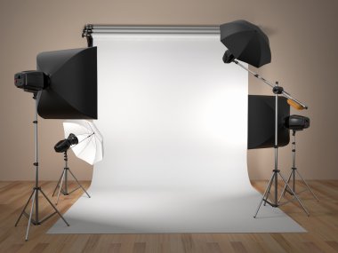 Photo studio equipment. Space for text.