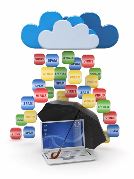 Cloud computing koncept. virus, spamskydd — Stockfoto