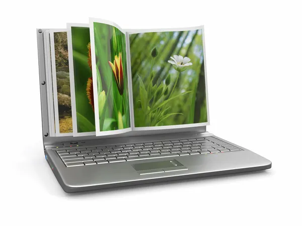 Photoviewer. Photo album as laptop screen — Stock Photo, Image