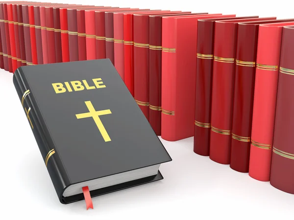 Holy Bible on background from others books. — Stock Photo, Image